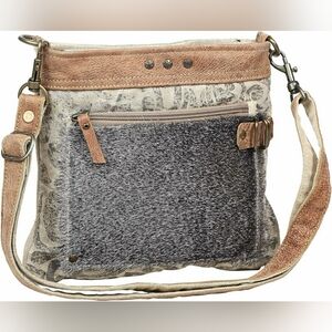 Myra Bag Hide & Floral Upcycled Canvas Crossbody Bag 
